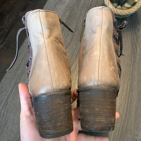 RAG & Co Light Brown Lace Up Zipper Booties 9 - Picture 11 of 11